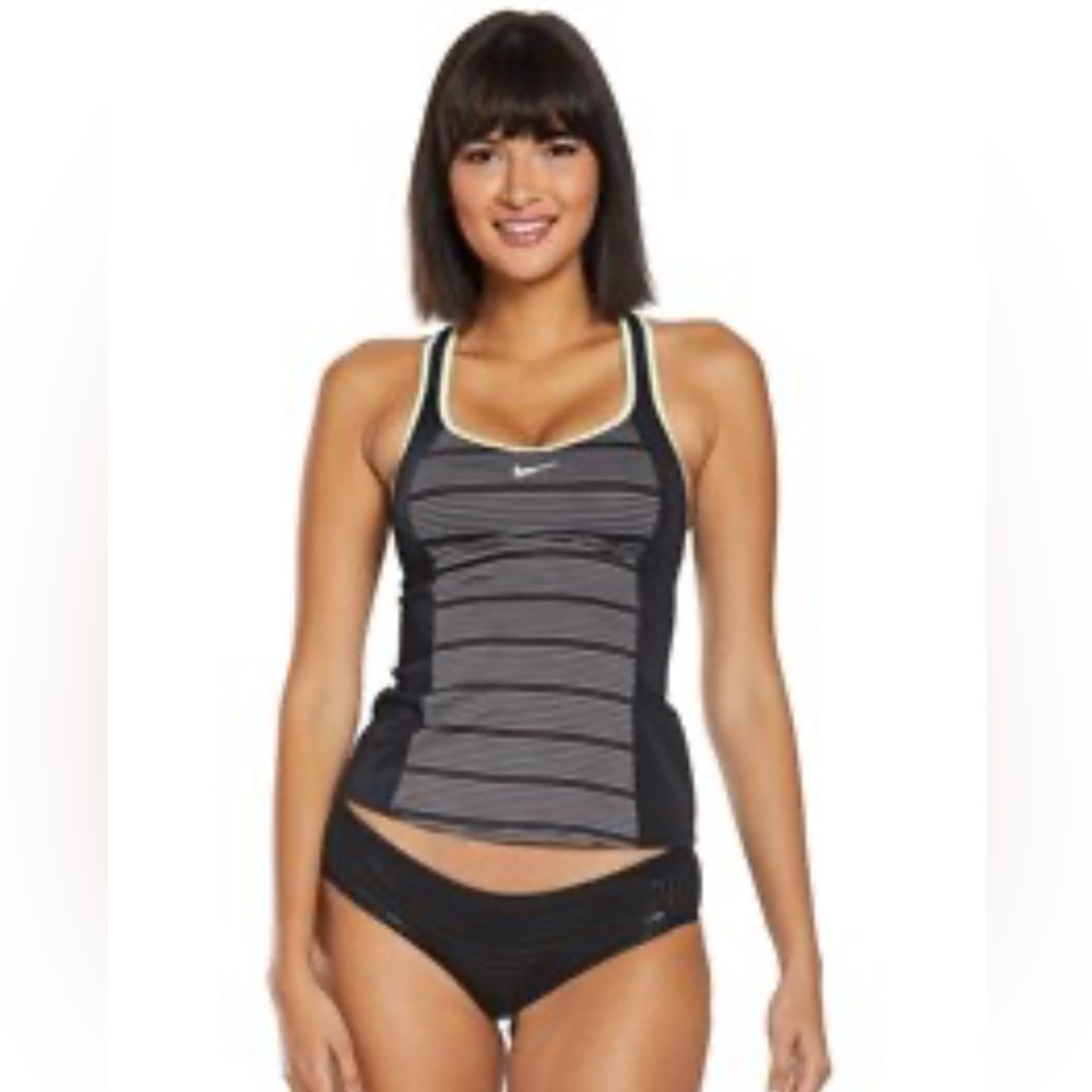 Nike Black and Gray Women’s Tankini Swim Top and Black Bikini Bottoms